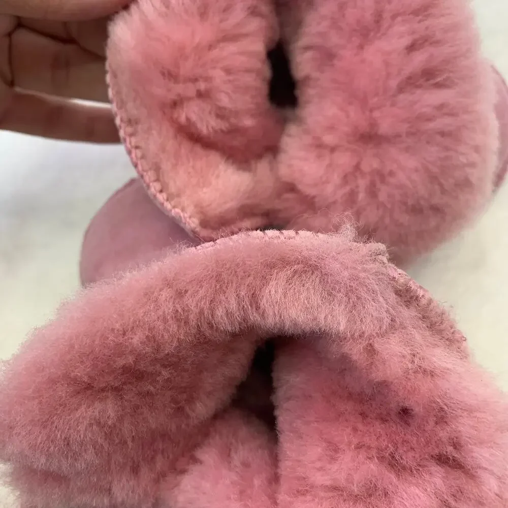 Ugg Erin Baby Booties Blush Pink Fur Lined Chalet Boots 0-6 Months Girls